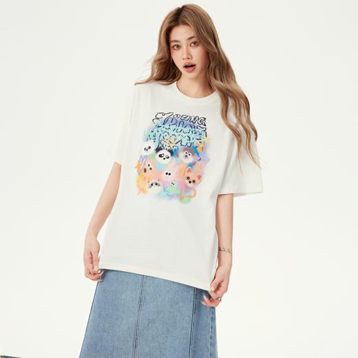 [两件减20]YKYB黄子韬短袖T恤全棉舒适透气狗狗喷绘氛围感情侣上衣Y52NDT022 商品图4