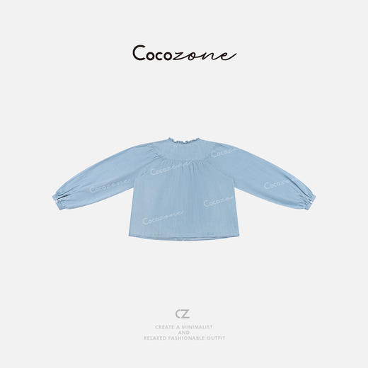 COCO ZONE 刘一一 100棉设计感小众休闲系带女式衬衫CD1A0391 商品图1