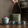 「一壶三杯！精美礼盒装」木言福蕴旅行茶具 陶瓷中式便携式户外商务快客套装餐饮用具 商品缩略图4