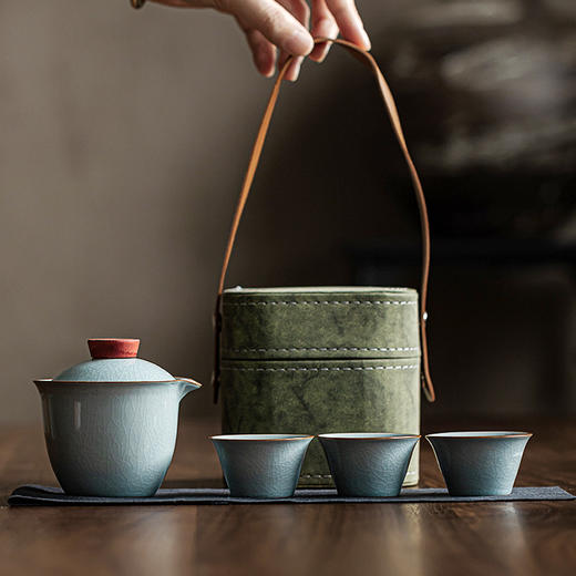 「一壶三杯！精美礼盒装」木言福蕴旅行茶具 陶瓷中式便携式户外商务快客套装餐饮用具 商品图4
