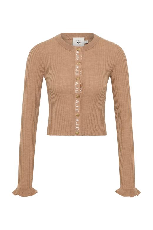 Aje - Alchemy Knit Cardigan - Camel/Ivory - 女装 - 开衫 - 驼色/象牙白 商品图0