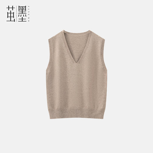 茧墨 日式V领针织马甲背心 商品图2