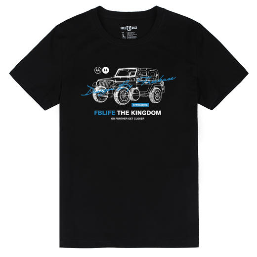 自由基地潮牌短袖t恤越野牧马人创意印花男女夏装黑色情侣打底衫 NMT-2216 商品图1