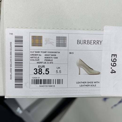 BUR*E**Y/巴*莉 Baby Pump 女士真皮杏仁头高跟鞋 商品图4