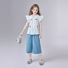 笛莎Deesha 童装女童裤子2025夏新款女童优雅花边牛仔阔腿裤 商品缩略图2