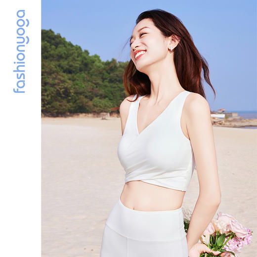 凡圣瑜伽V领交叉抽褶背心FC15208 商品图6