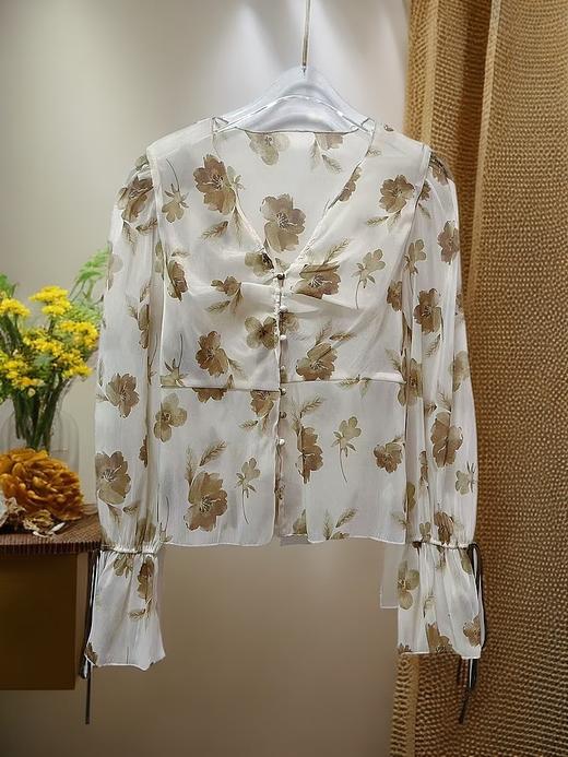 520活动促（NO退） 原创设计师品牌- CHUMO初沫8012法式洋气超仙甜美碎花雪纺衫长袖防晒衫-喜出 商品图6