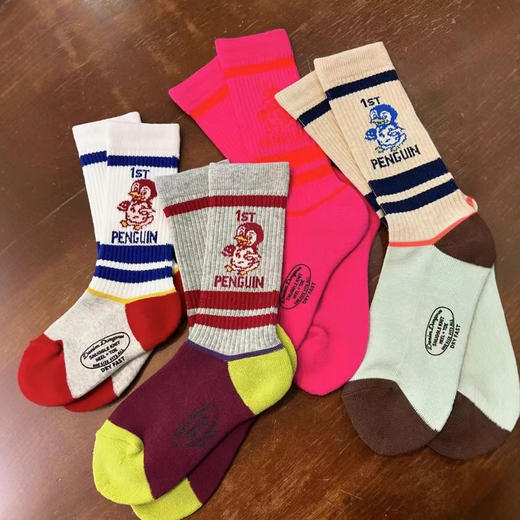 2025DD同款儿童四季亲子日潮多配色松紧口企鹅中高筒袜四色入！ 商品图0
