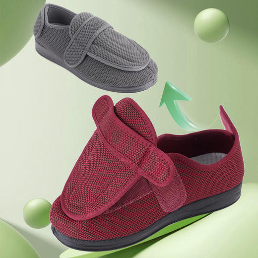 巴玛适可调节鞋脚肿女鞋老人脚宽脚胖脚变形透气男女鞋防滑舒适鞋A4 商品图6