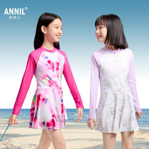 女童连体长袖泳衣套装夏季新款安奈儿童装JG527065 商品图1