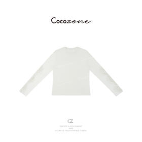 COCO ZONE 刘一一2025春季新款时尚蕾丝钩花长袖T恤CD1A0548