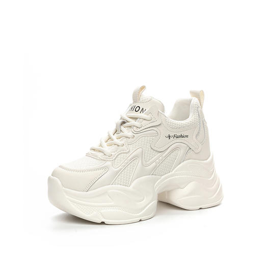 2025春季小个子内增高休闲老爹鞋小白鞋坡跟松糕厚底网鞋AM5351 商品图4