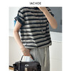棉仓3621501005-IACHOE翻袖条纹短袖 商品缩略图2