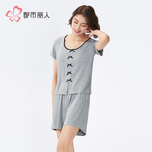 都市丽人生活家居女士莫代尔短袖套装薄棉莫拉架短袖类LHH2D1 商品图2