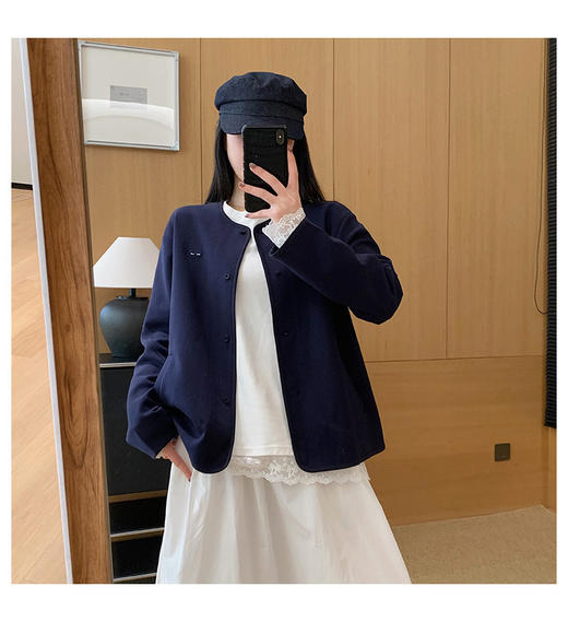 2025新款日系弹力针织棉双爱心刺绣休闲卫衣女宽松显瘦圆领外套！ 商品图5