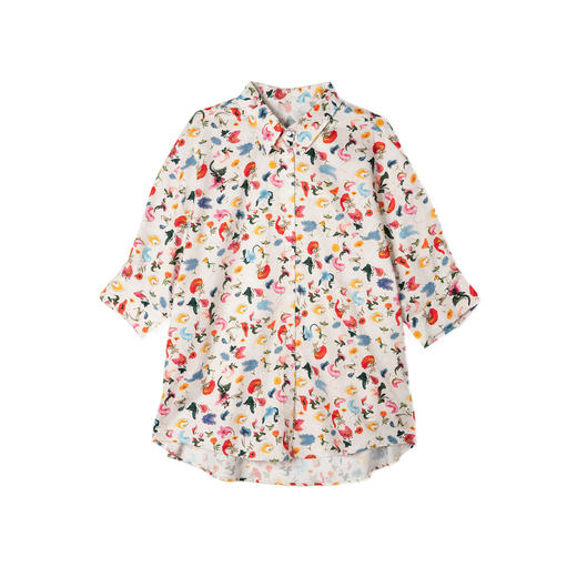 谜底100%棉衬衫分袖女2025夏季新款复古大廓形宽松衬衣256MC6200 商品图4