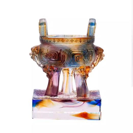 【样品特惠4.5折，无原包装仅1件，无货退款】琉璃鼎摆件书房招财中式家居开业礼品双龙三足鼎乔迁礼物桌面装饰福缘琉璃-财富宝鼎【不支持补差，非质量问题不退不换】S 商品图0