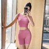 跃牌【禅语梵心】裸感缩褶瑜伽紧身短裤女夏季高弹提臀四分骑行裤运动健身短裤DK3119 商品缩略图2