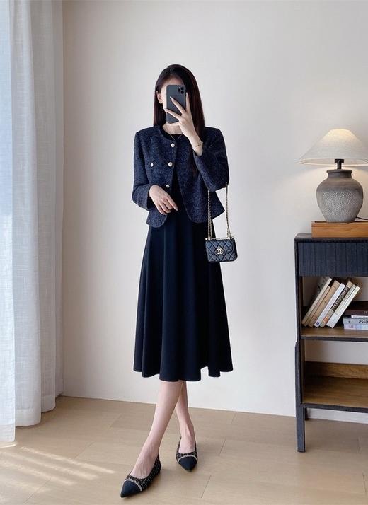 春秋新品垂顺高比例显瘦简洁小黑裙连衣裙 商品图2