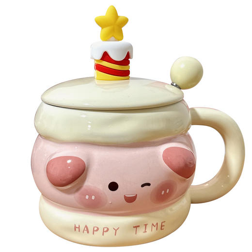 「可爱马克杯！创意礼品」居家日用办公室可爱喝水杯早餐杯生日礼物礼品女杯子马克杯带盖陶瓷杯餐饮用具 商品图4