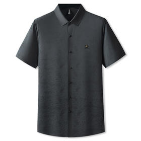 【冰丝】【DPF】大依优型大码短袖衬衫宽松半袖衬衣夏季新款男士加肥加大弹力胖子上衣