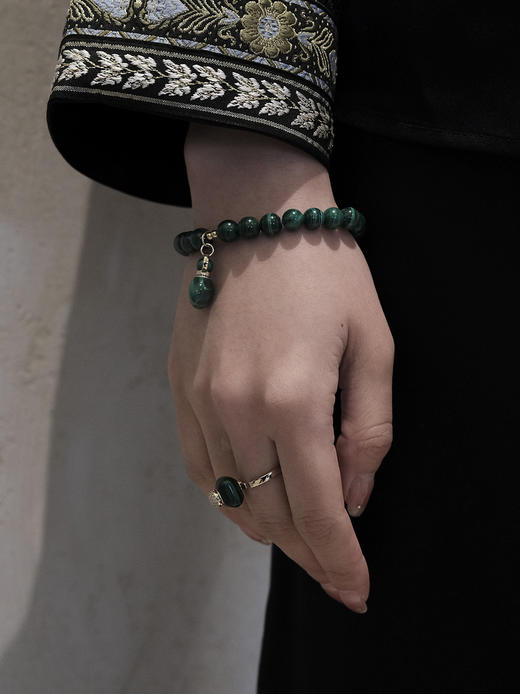 MELI&MOLI |孔雀石迷你福袋瓶925银配件点缀圆珠手链—五行之木 商品图0