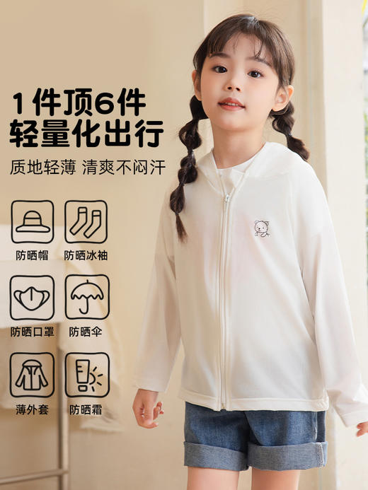 【行走的“遮阳伞”1件顶6件！】儿童冰丝透气防晒衣，UPF50+，360°伸展。轻薄舒适，多波段防护！释放闷热感，让户外活动更畅快！ 商品图1