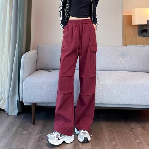 【美式炸街工装裤】夏季新款 抽绳高腰宽松直筒显瘦休闲束脚运动裤潮  商品图9