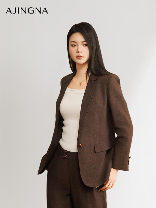 【商场同款】阿菁娜亚麻通勤显瘦西装外套A31C108033 商品图2