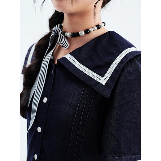 笛莎Deesha青少年女童连衣裙2025夏季女童牛仔连衣裙 商品图3