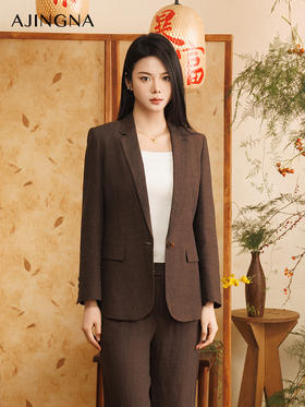 【商场同款】阿菁娜亚麻通勤显瘦西装外套A31C108033