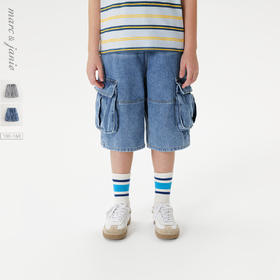 马克珍妮男童时尚工装牛仔短裤七分裤儿童裤子2025夏装新款550639