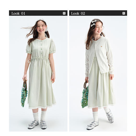 笛莎Deesha青少年女童连衣裙2025夏季女童短袖棉布裙 商品图3