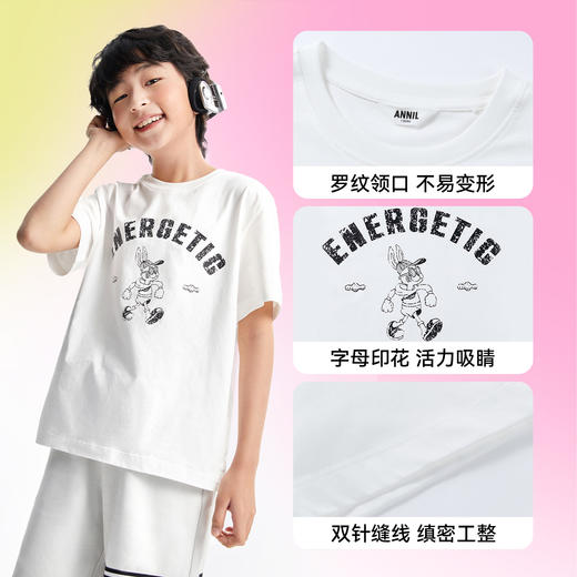 男女童圆领速干短袖针织衫夏季新款安奈儿童装EM521101 商品图3