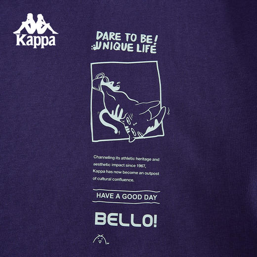 Kappa卡帕背靠背运动t恤女新款夏季宽松休闲半袖纯棉短袖上衣男款K0FW2TD43 商品图3
