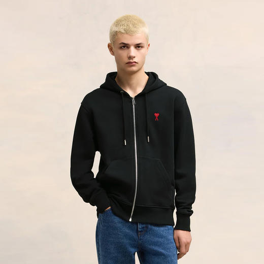 AMI 男士徽标刺绣棉质卫衣 黑色 BFUSW435 730 001 商品图1