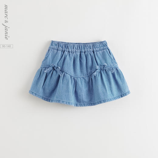 马克珍妮女童甜美蝴蝶结牛仔裙裤 宝宝短裙半身裙夏装新款550860 商品图0