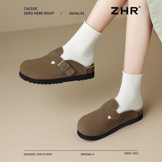 ZHR则则2025春季新款厚底勃肯鞋真皮包头拖鞋女外穿一脚蹬ins百搭 商品图5
