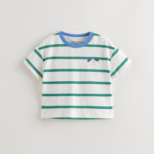 马克珍妮男童条纹快乐小狗T恤2025年春夏新款550625 商品图3
