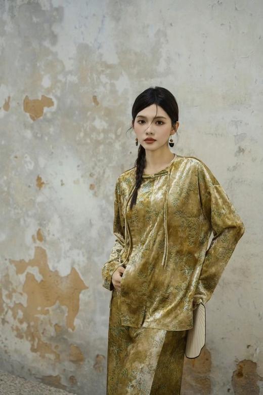 Le Malene 新中式印花丝绒盘扣上衣半裙套装 19685 商品图4