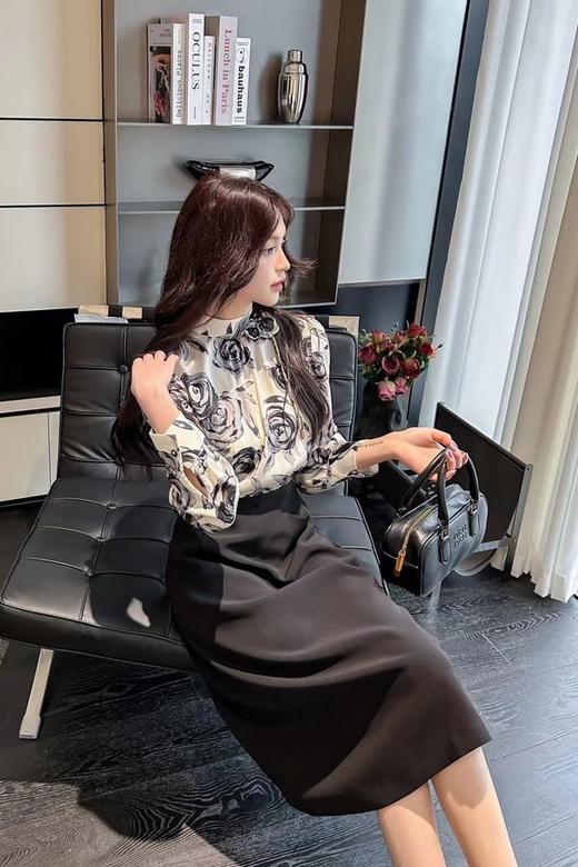 ELLA JADE 艺术玫瑰印花高腰拼接连衣裙 19717 商品图1