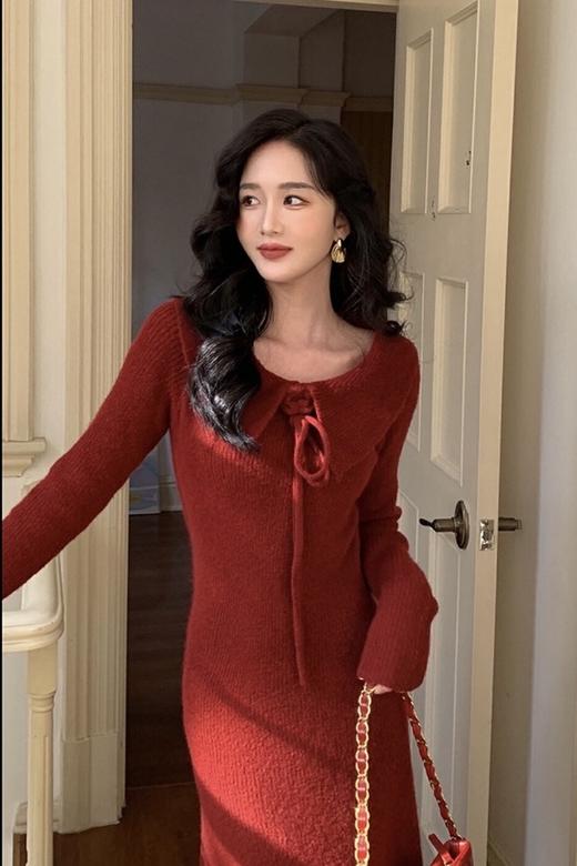 SIA SAYLOR 氛围感玫瑰系带连衣裙 19603 商品图1