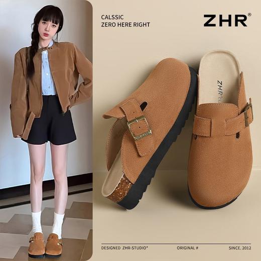 ZHR则则2025春季新款厚底勃肯鞋真皮包头拖鞋女外穿一脚蹬ins百搭 商品图6