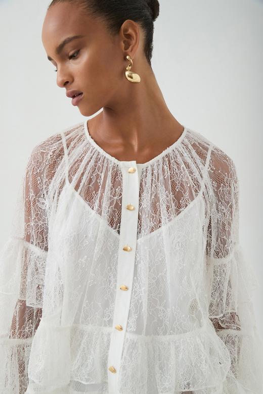 Aje - Primrose Blouse - Ivory - 女装 - 衬衫 - 象牙白 商品图5