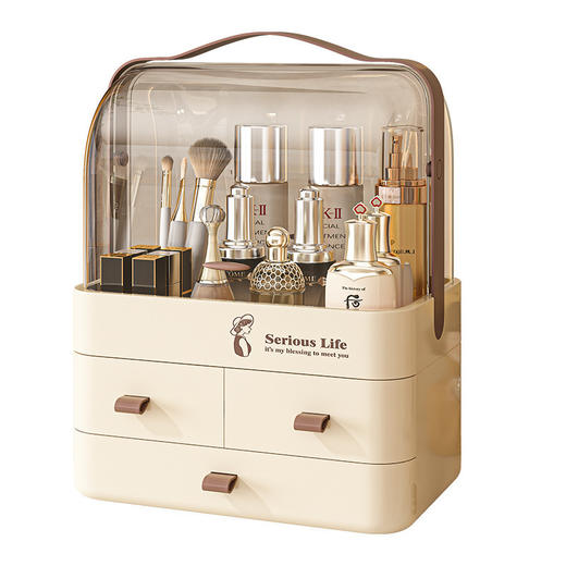 【大容量防尘化妆品收纳盒】化妆品的“小天地” 超大的容量能装下好多瓶瓶罐罐 透明的设计，让你一眼就能找到想要的东西 有效阻挡灰尘，让它们始终保持干净整洁 商品图4