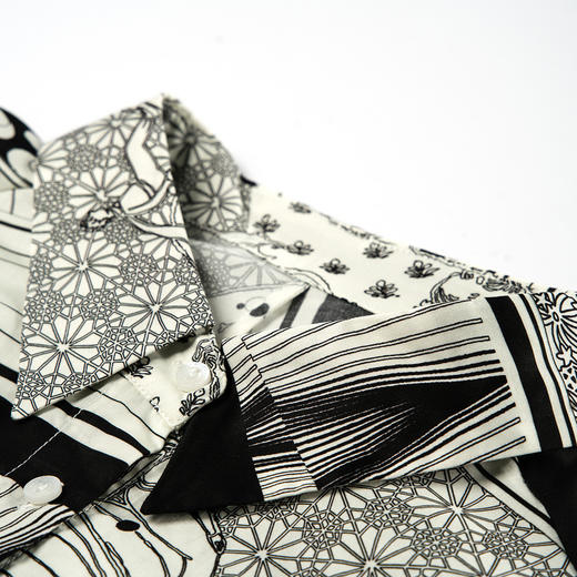 谜底花色衬衫分袖女2025夏新款复古文艺印花大廓形衬衣256MC6211 商品图3