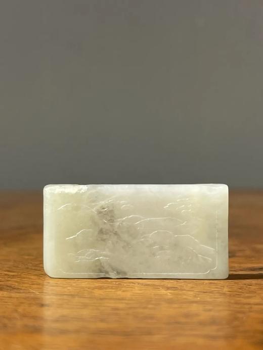 青黄玉荷叶形笔洗与白玉山水纹笔搁，顺丰包邮 商品图11