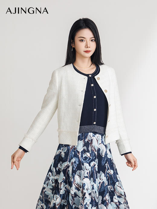 【商场同款】阿菁娜2024春季新款小香风圆领气质短外套A29C107002 商品图2