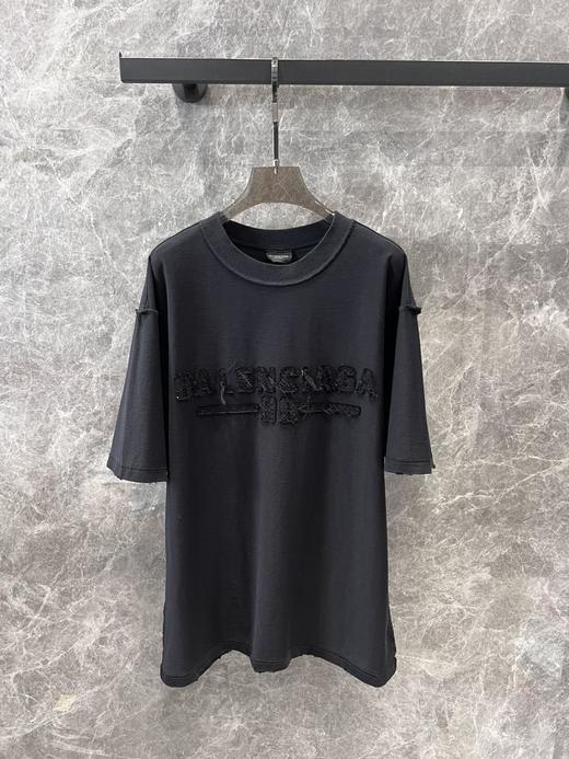 Balenciag*巴黎世家25Ss春夏新款重工炒色做旧字母T恤男女同款情侣系（DQJ） 商品图11