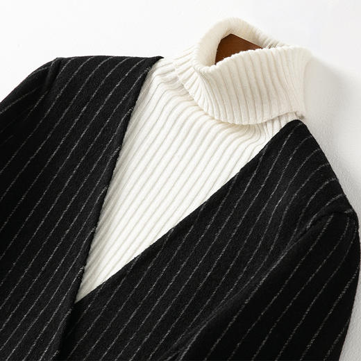 丁摩 短款毛呢外套女春季新款格子V领简约羊绒双面羊绒小个子大衣5ZF-960 商品图1